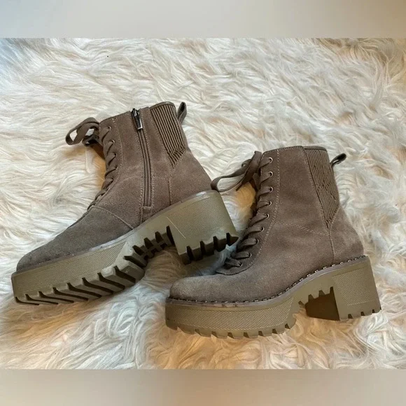 Vince Camuto Suede Heeled Combat Boots - Picture 9 of 9